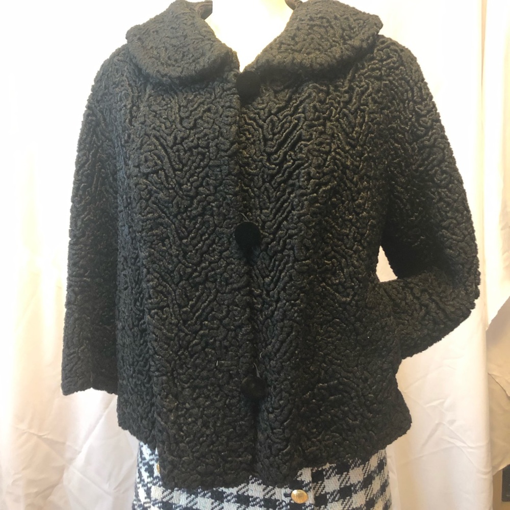 Vintage 1950/60 swing coat faux curly lamb fabric